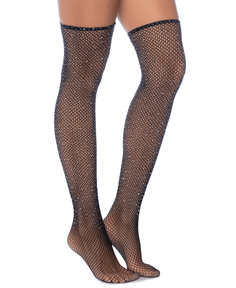 Bas résille noire avec strass 